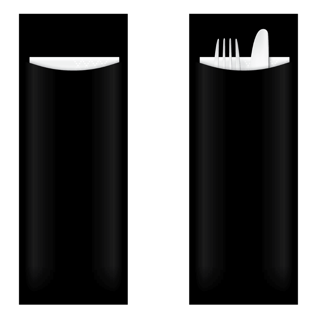 🍽️ Modern Presentation Made Simple - New Yiassoo Slim Black Cutlery Pouch - Coming Soon! 🍽️