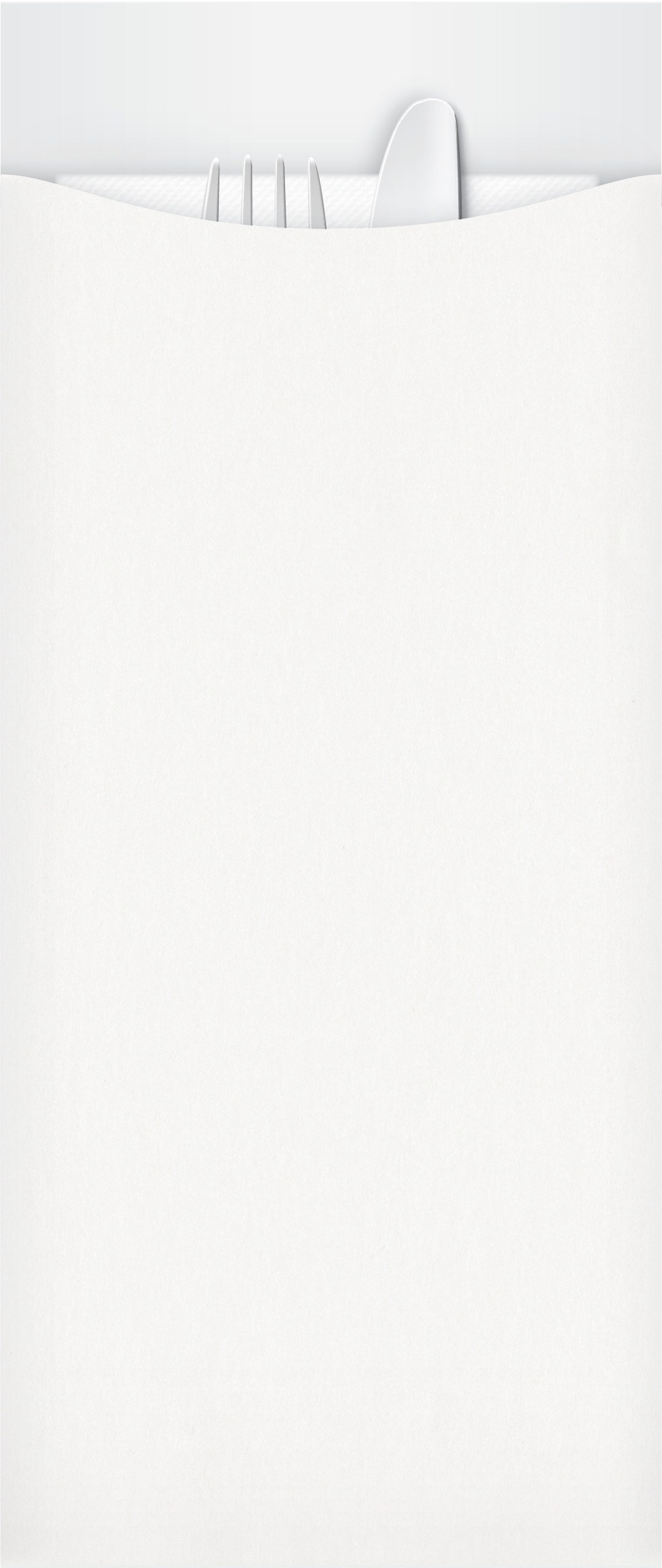 white deluxe cutlery pouch with cutlery