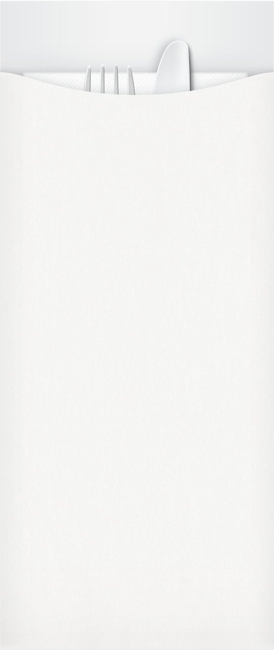 white deluxe cutlery pouch with cutlery