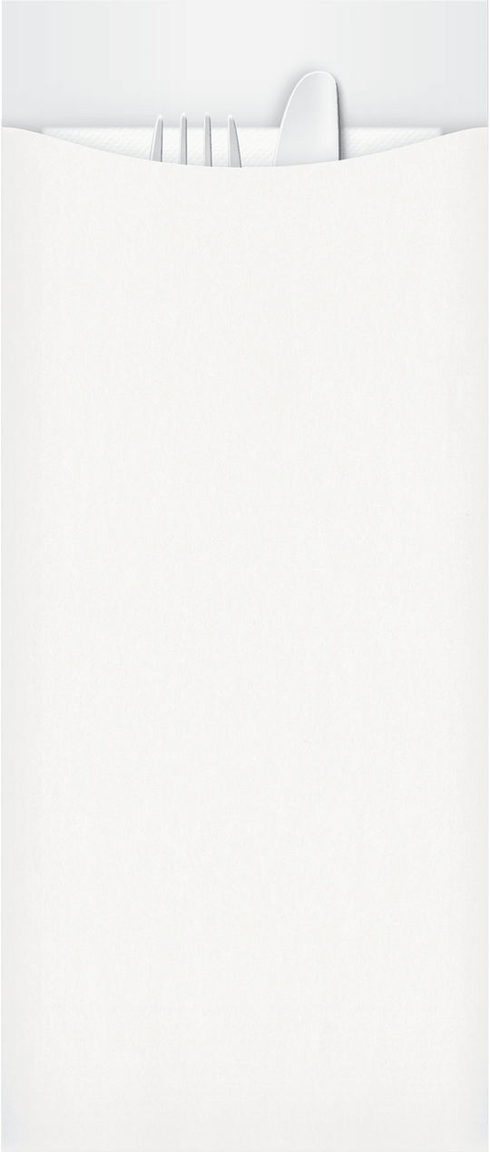 yiassoo deluxe premium paper cutlery pouch with a white napkin and cutlery 