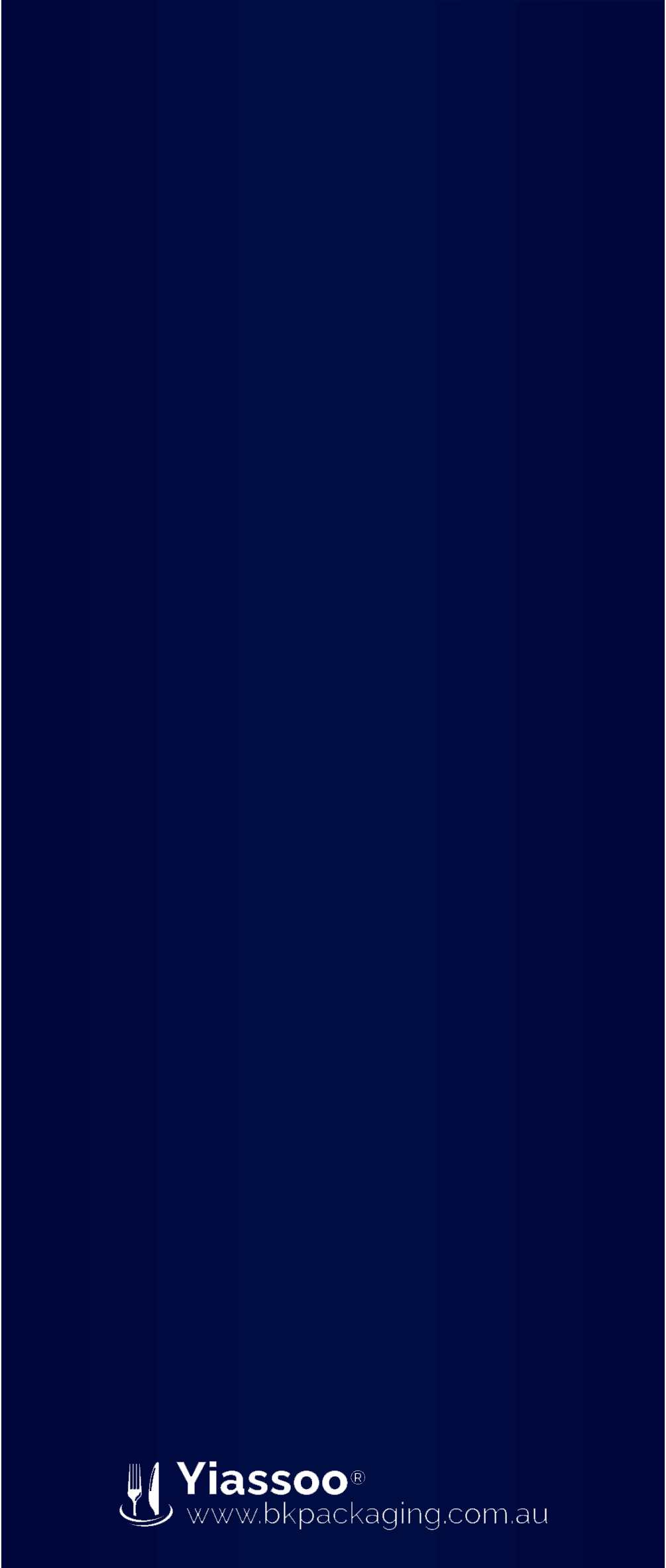 back of navy deluxe paper cutlery pouch with Yiassoo logo 
