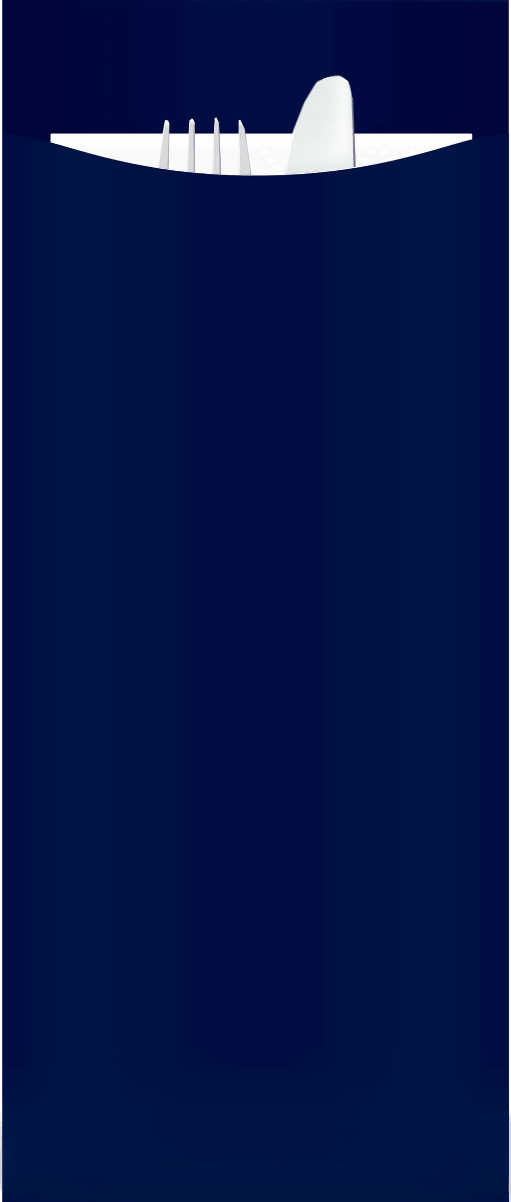 new navy deluxe paper cutlery pouch with white 3 ply napkin and cutlery 