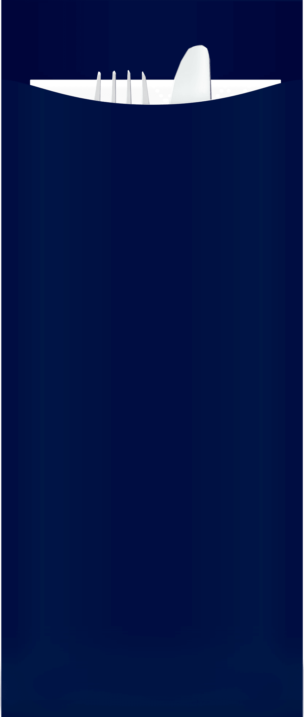new navy deluxe paper cutlery pouch with white 3 ply napkin and cutlery 