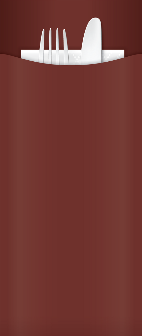 "Introductory Special" Yiassoo Bordeaux Paper Cutlery Pouch 85 x 200mm with 3ply White Napkin