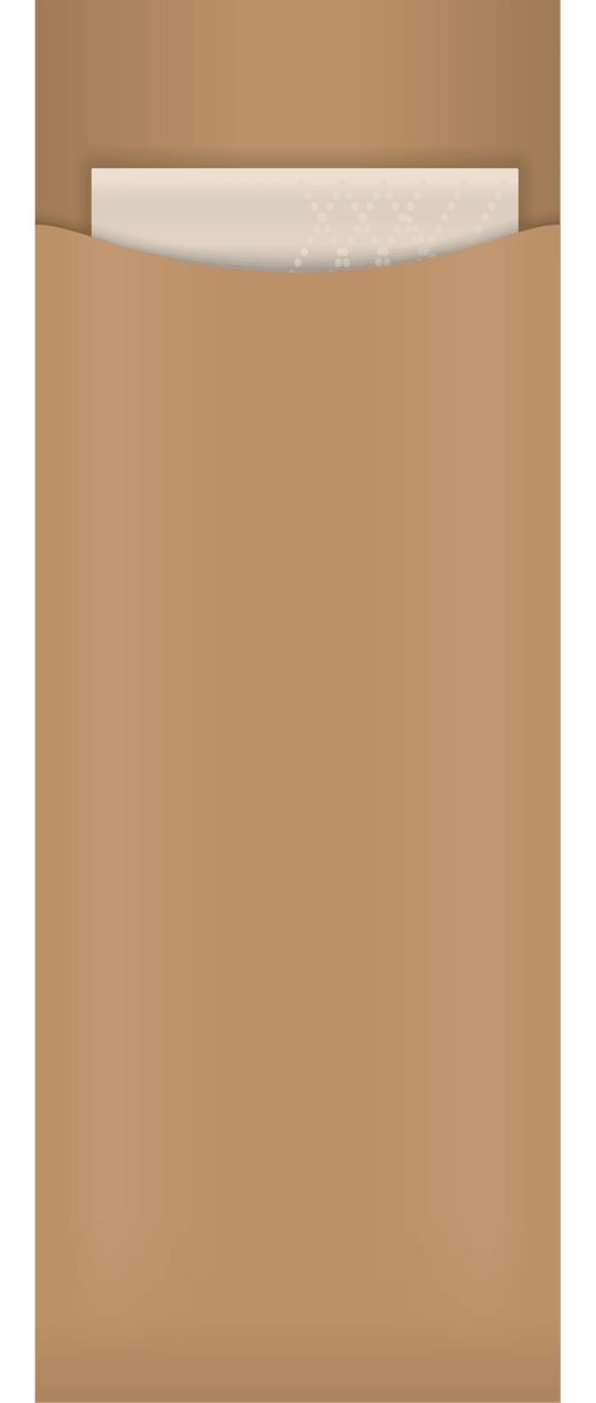 kraft paper cutlery pouch with a white napkin