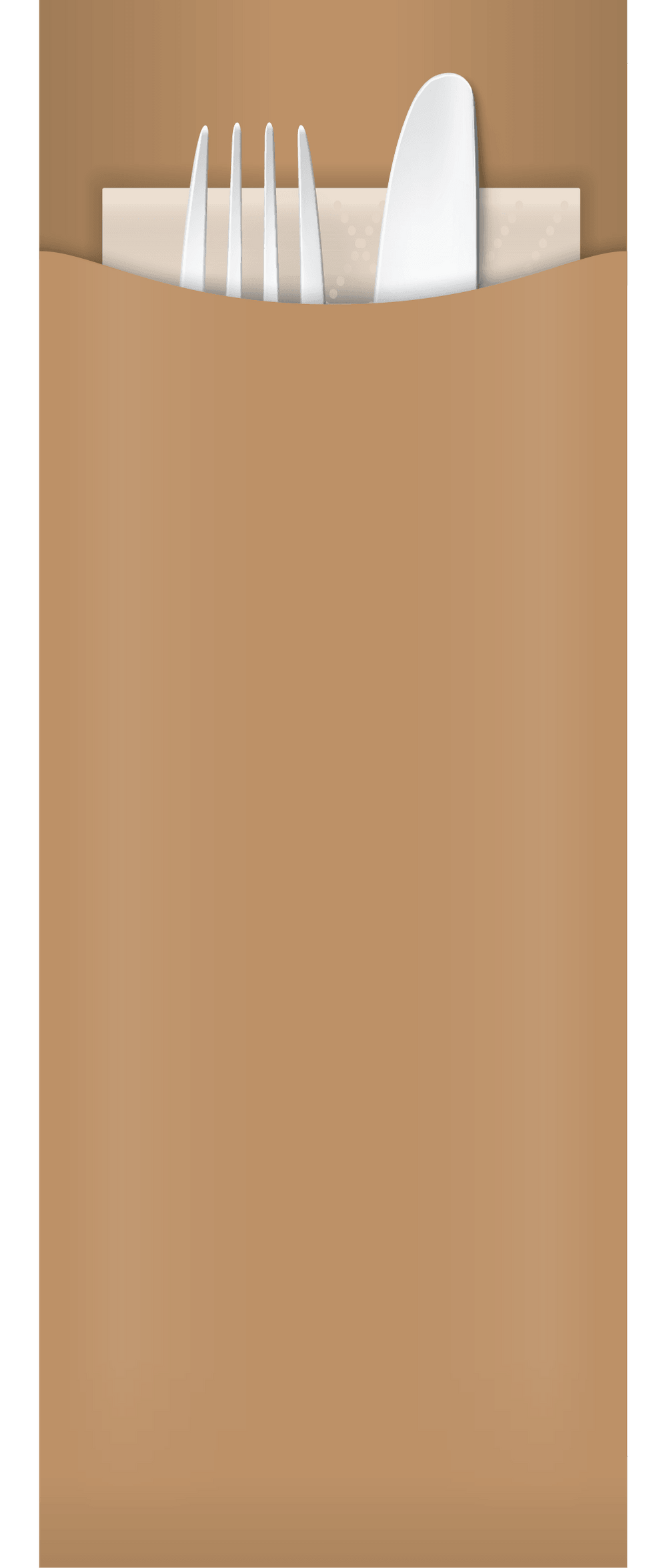kraft paper cutlery pouch with white napkin and cutlery
