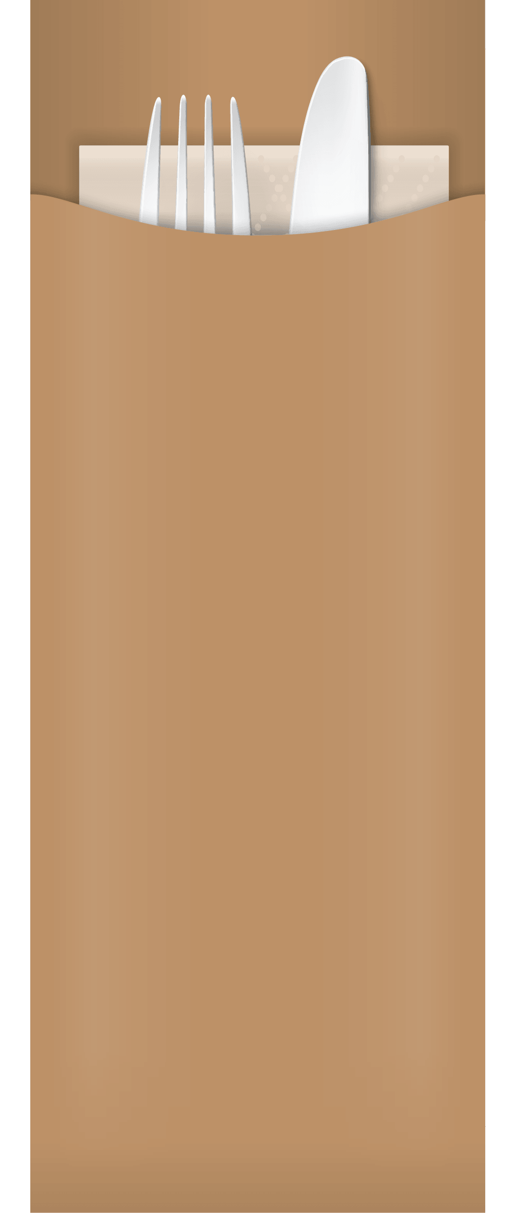 kraft paper cutlery pouch with white napkin and cutlery
