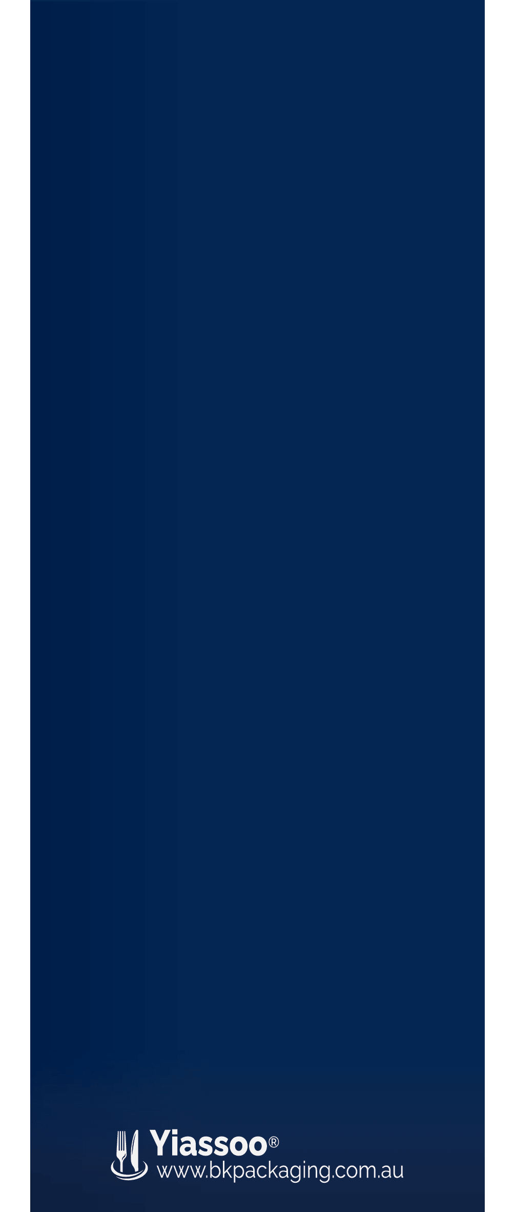 back of navy paper cutlery pouch with yiassoo logo 
