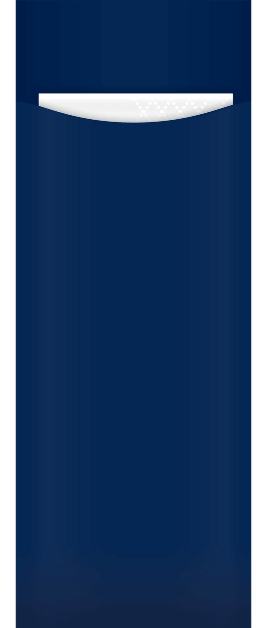 Navy paper cutlery pouch with white napkin