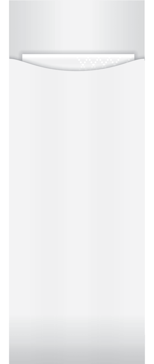 white paper cutlery pouch with white napkin