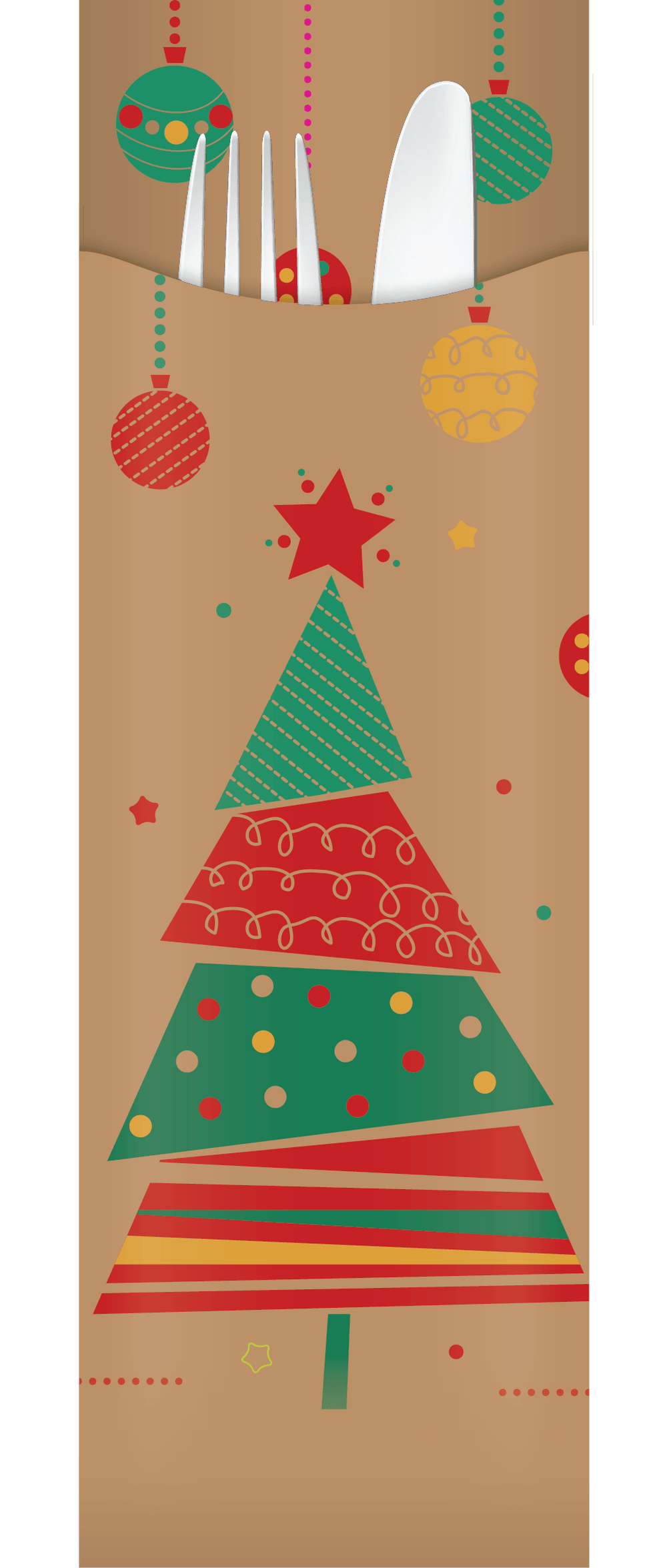 christmas paper cutlery pouch with cutlery