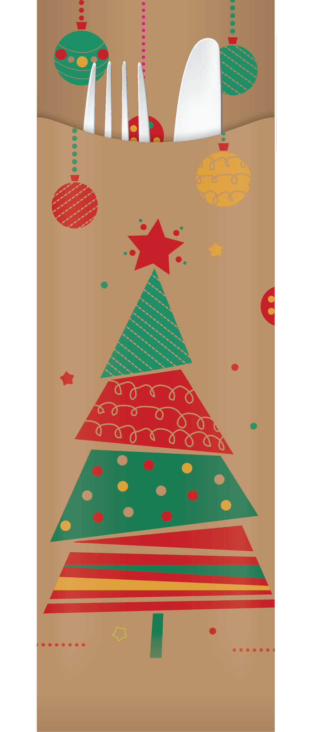 christmas paper cutlery pouch with cutlery