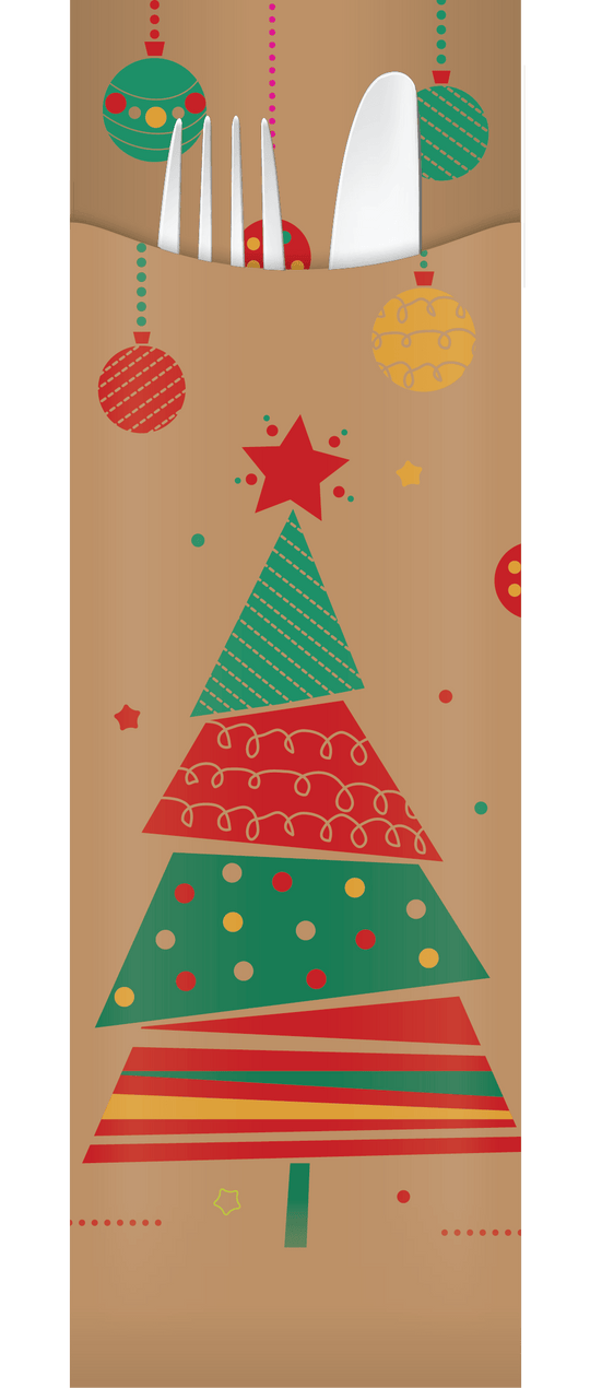 christmas paper cutlery pouch with cutlery