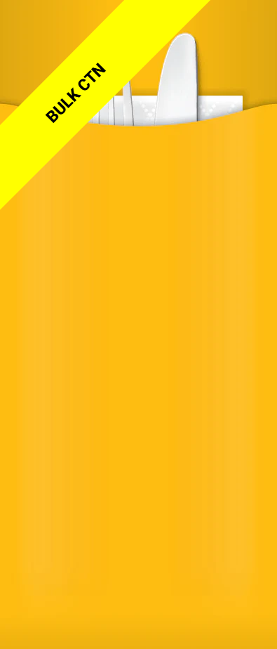 "Introductory Special" Yiassoo Yellow Paper Cutlery Pouch 85 x 200mm with 3ply White Napkin