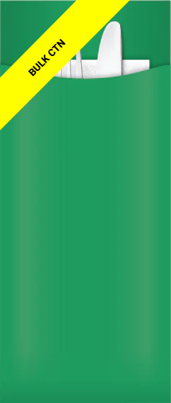Yiassoo Green Cutlery Pouch 85 x 200mm with 3ply White Napkin