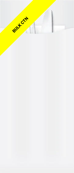Yiassoo White Cutlery Pouch 85 x 200mm with 3ply White Napkin