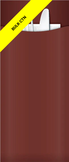 "Introductory Special" Yiassoo Bordeaux Paper Cutlery Pouch 85 x 200mm with 3ply White Napkin
