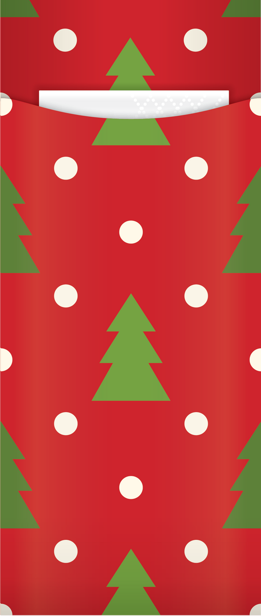 Yiassoo Christmas Cutlery Pouch 85 x 200mm with 3ply White Napkin