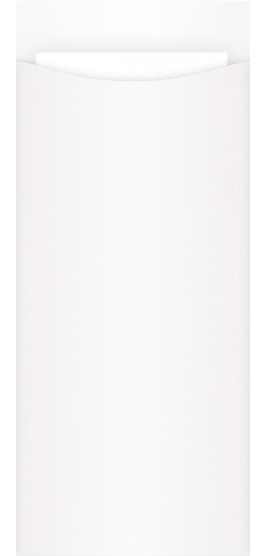Yiassoo Deluxe Premium White Paper Cutlery Pouch 97 x 230mm with 3ply Embossed White Napkin