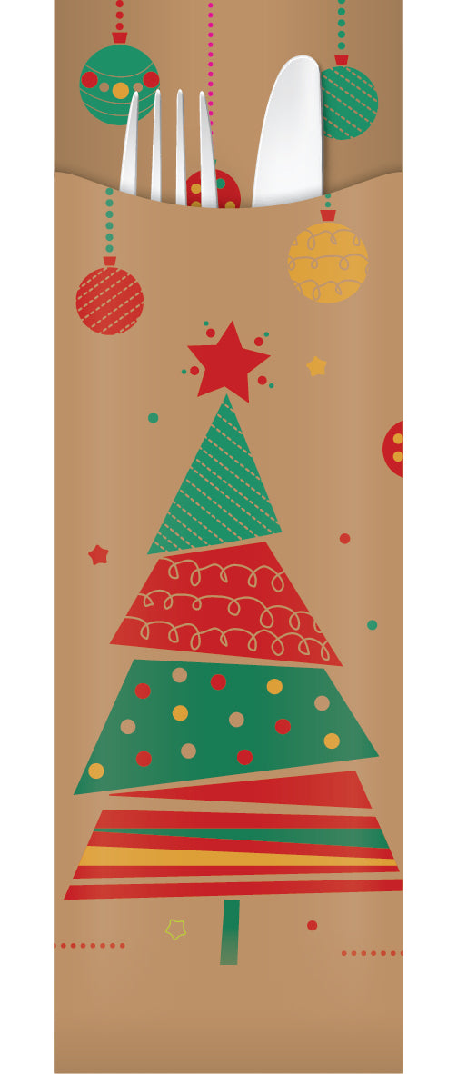 Kraft Christmas Pouch No Napkin 65 x 200