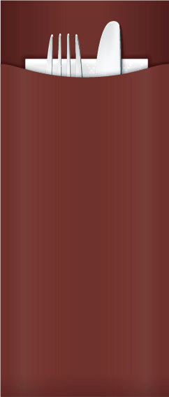"New" Yiassoo Bordeaux Paper Cutlery Pouch 85 x 200mm with 3ply White Napkin