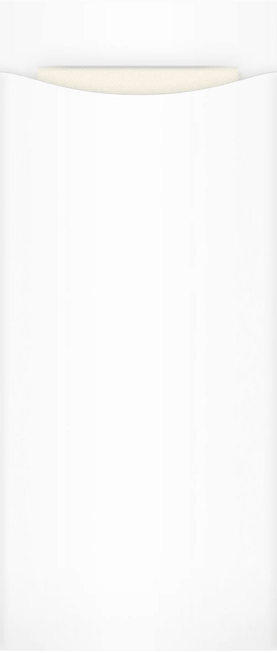 Yiassoo Luxury White Premium Paper Cutlery Pouch 110 x 230mm with White Airlaid Napkin