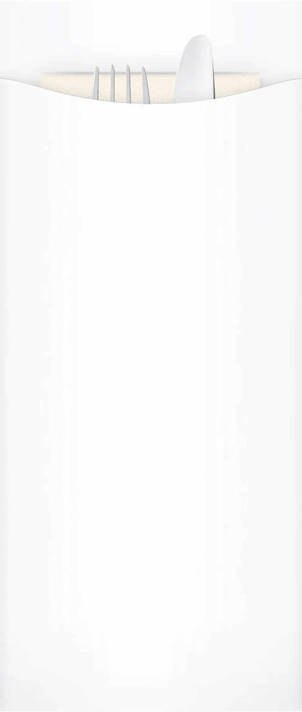 Yiassoo Luxury White Premium Paper Cutlery Pouch 110 x 230mm with White Airlaid Napkin