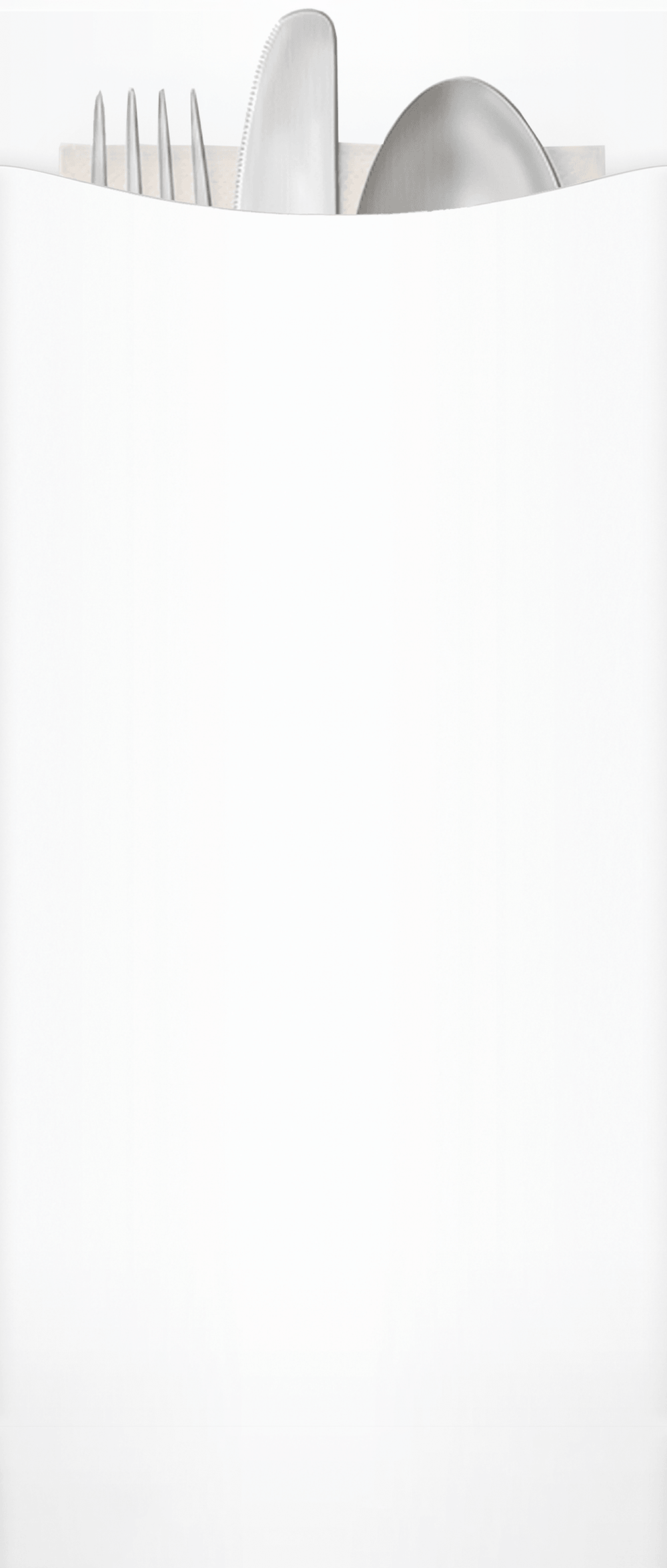 premium white paper cutlery pouch with white airlaid napkin and cutlery 