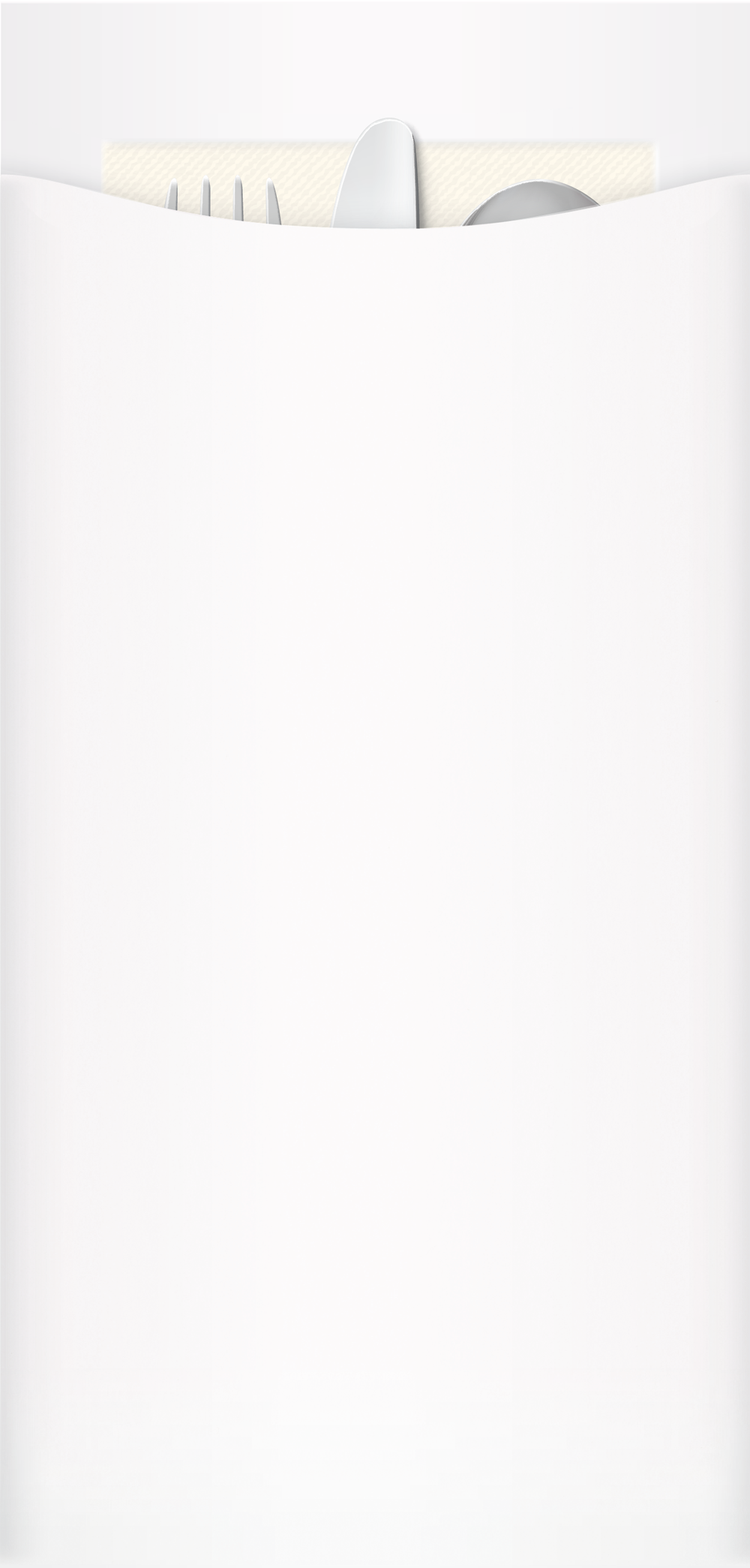 premium white cutlery pouch with cutlery and napkin 110x230mm