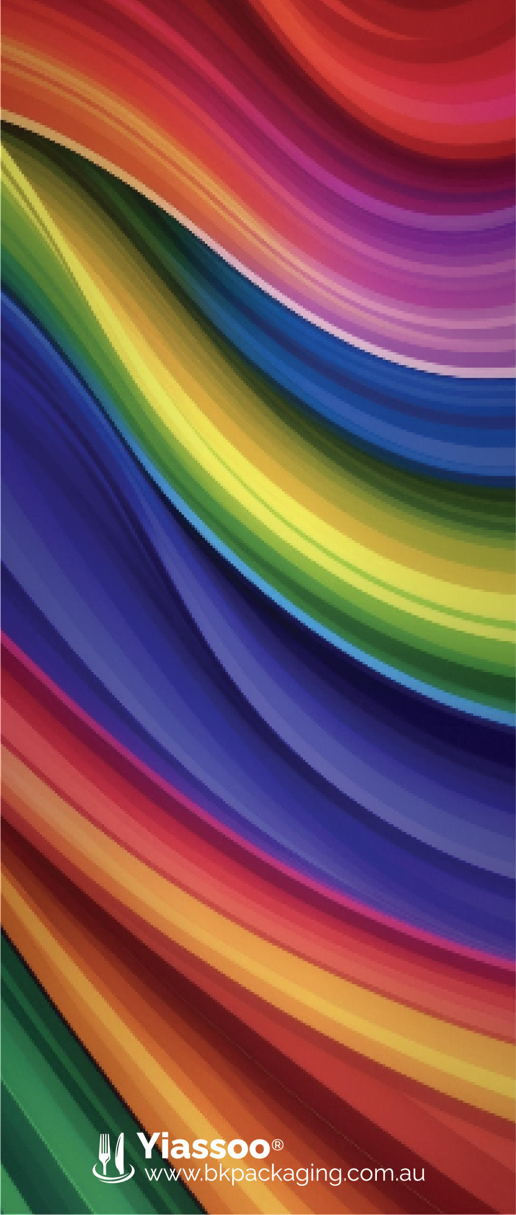 REAR OF RAINBOW CUTLERY POUCH WITH LOGO