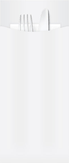 White Cutlery Pouch 85 x 200 WITH CUTLERY