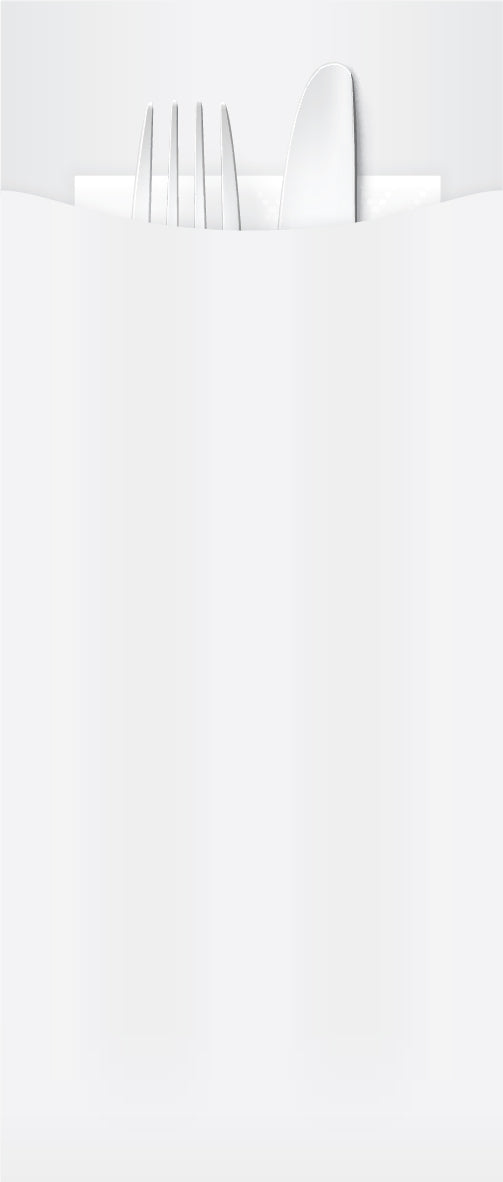 Yiassoo Premium Cutlery Pouch 97 x 230mm with 3ply Embossed White Napkin