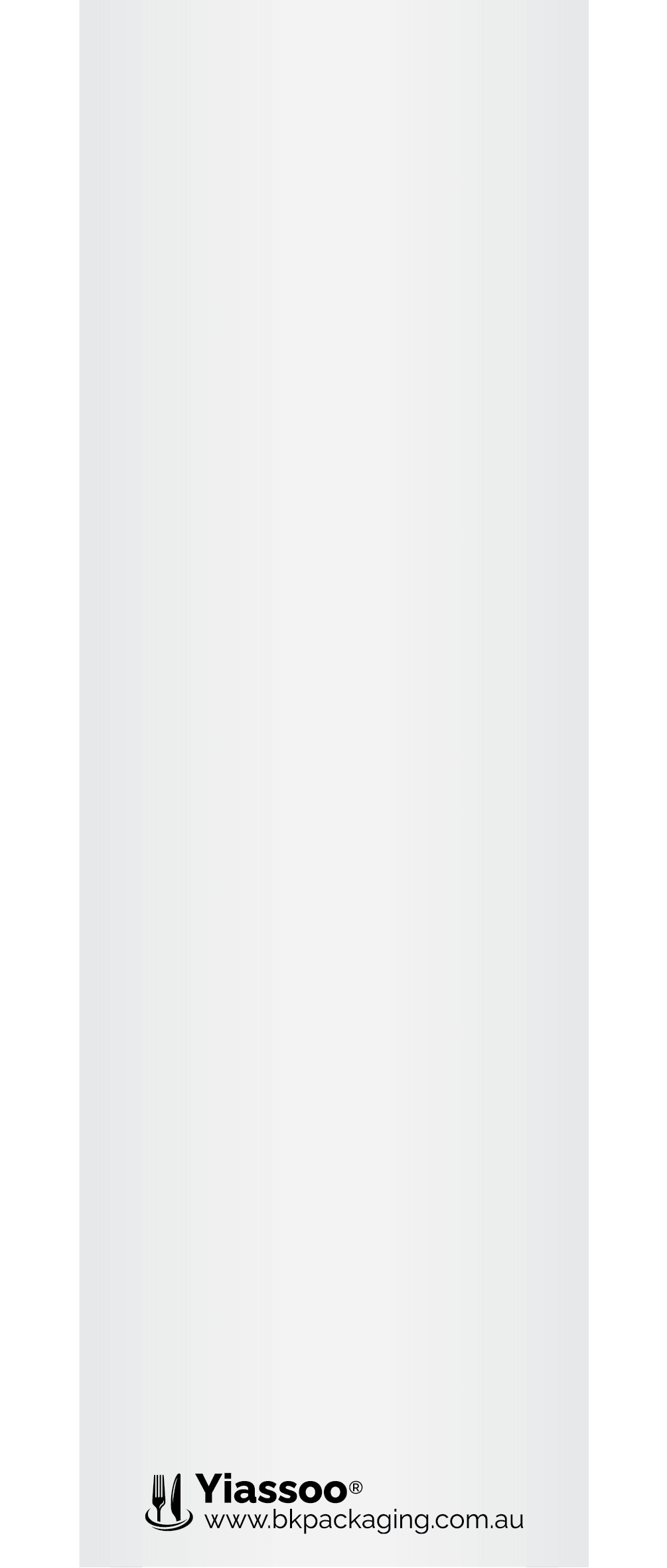 back of white paper cutlery pouch with Yiassoo logo