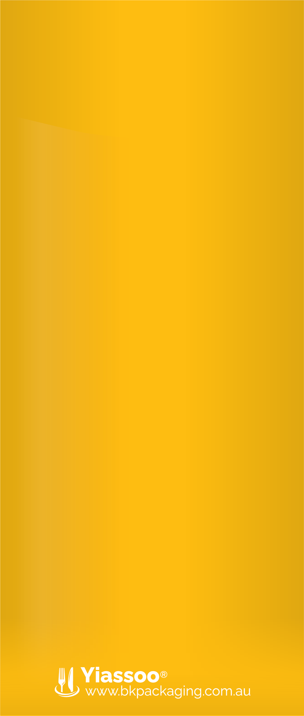 rear of yellow cutlery pouch with logo